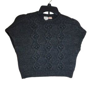 Zara Sweater Vest, Girls 4-5Yrs, Gray Knit w/Pom Poms on Front, Sleeveless, EUC